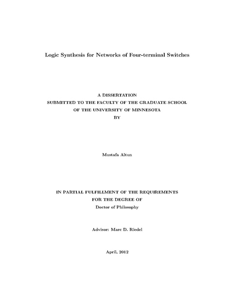 File:Altun Logic Synthesis for Networks of Four Terminal Switches.pdf